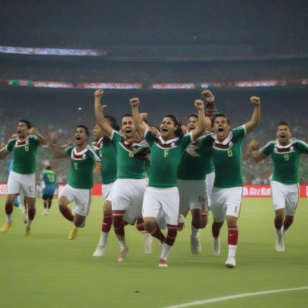 Mexico National Football Team Celebrating a Victory