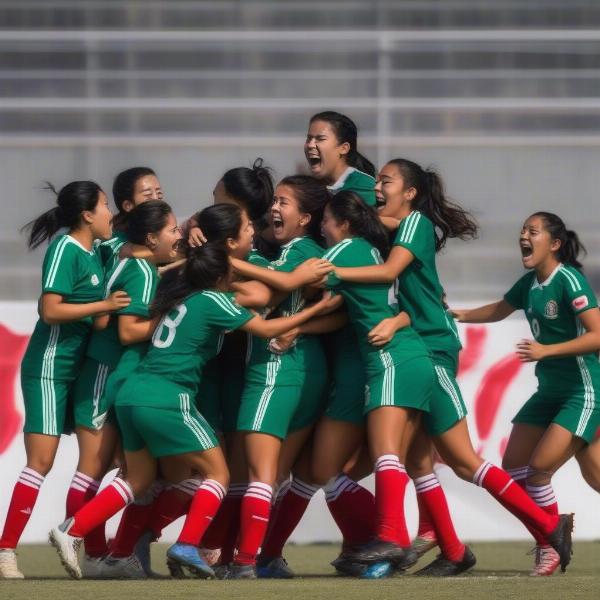 Mexico Women's U20 Team Celebrating a Goal