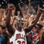 Michael Jordan celebrates Game 7 victories
