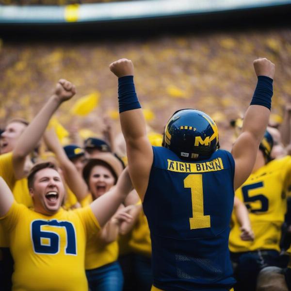 Michigan Football Fan Celebrating a Touchdown