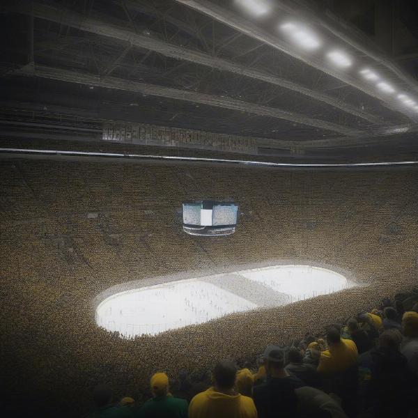 Michigan and Michigan State Hockey Fans Cheer During Game