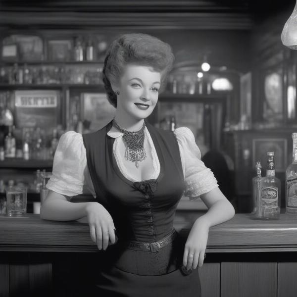 Miss Kitty Russell at the Long Branch Saloon in Dodge City