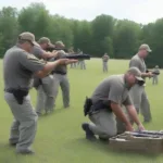 Missouri Game Warden Training Academy: A group of trainees participating in field exercises, demonstrating firearm safety and wildlife handling techniques.