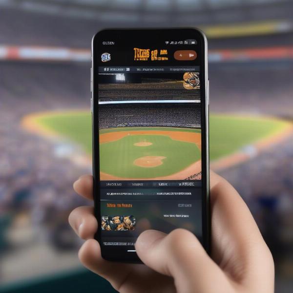 Watching a Tigers game on a smartphone
