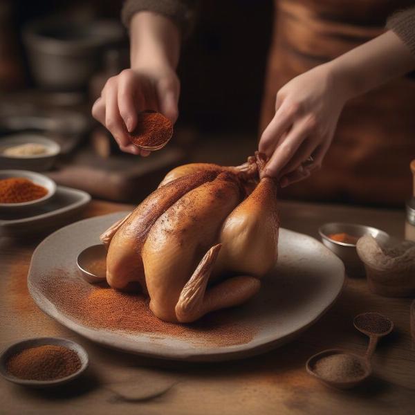 Preparing Moroccan Spiced Cornish Game Hen for Christmas Dinner