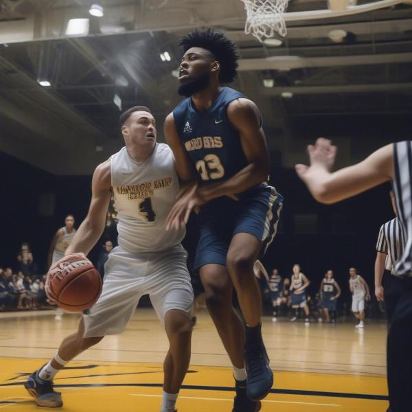 MU Basketball Player Scoring a Layup