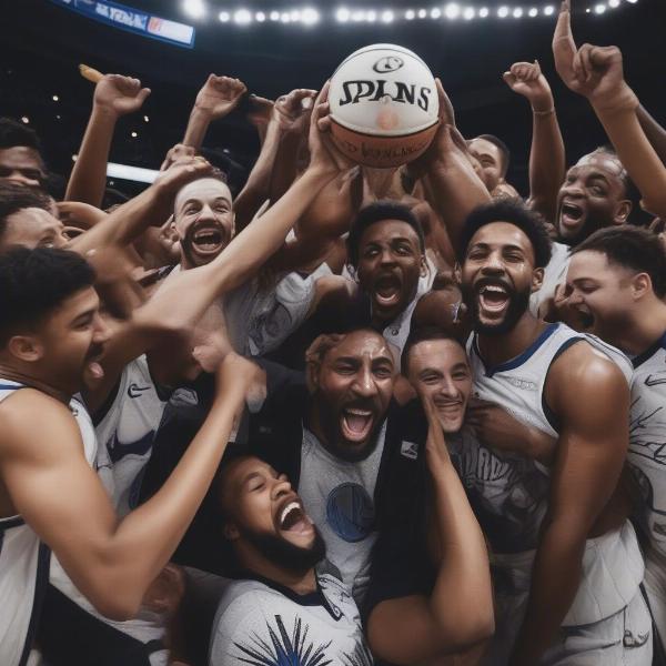 NBA Locker Room Celebration with Game Ball