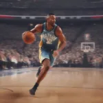 NBA Player Sprinting Down the Court