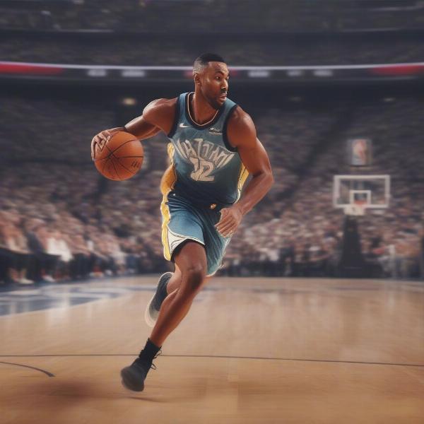 NBA Player Sprinting Down the Court