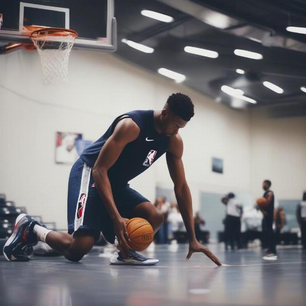 NBA Player Stretching Before Game