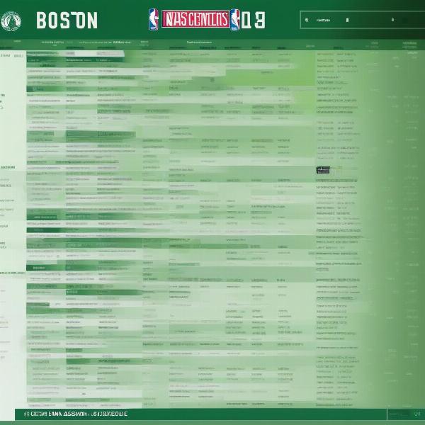 NBA Season Schedule Highlighting Boston Celtics Games