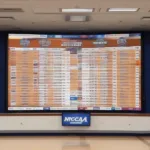 NCAA Women's Basketball Tournament Bracket on a TV Screen