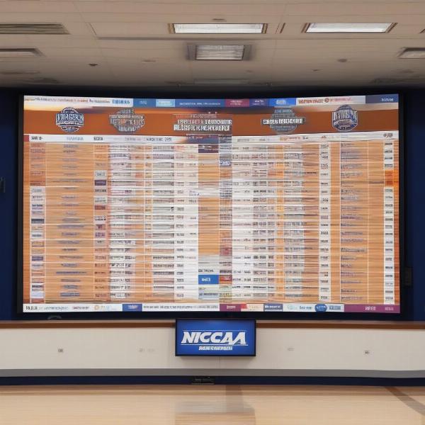 NCAA Women's Basketball Tournament Bracket on a TV Screen