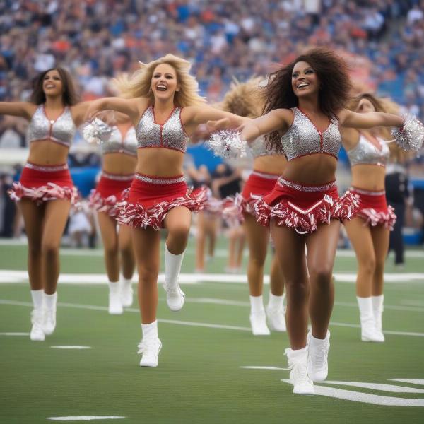 NFL Cheerleaders Performing at an Away Game