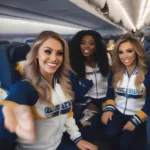 NFL Cheerleaders Traveling on a Plane