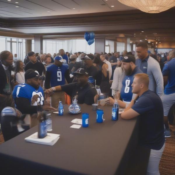 Networking at an NFL Fan Event for Sideline Pass Opportunities