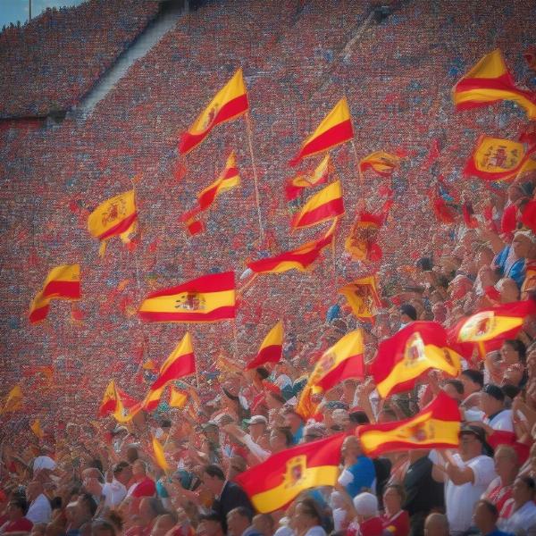 NFL Fans Cheering in Stadium with Spanish Flags