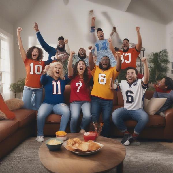 NFL Fans Watching Monday Night Football Doubleheader