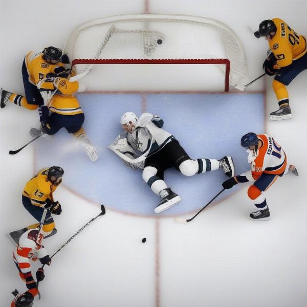 NHL Playoff Overtime Intensity: Players Battling for the Puck