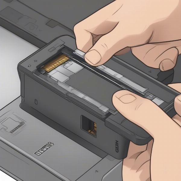 Inserting microSDXC card into Nintendo Switch