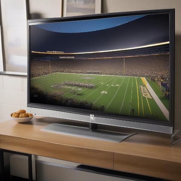 Watching Notre Dame Football Game on TV Screen