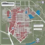 Off-campus parking map for Alabama football games