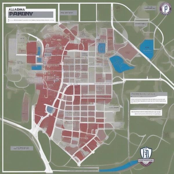 Off-campus parking map for Alabama football games