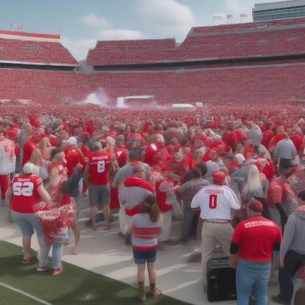 Ohio State Football Fans Tailgating While Listening to the Radio