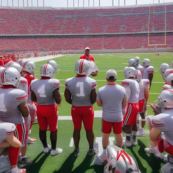 Ohio State Spring Game Coach Addressing the Team