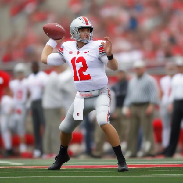 Ohio State Spring Game Quarterback Throwing a Pass