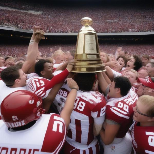 Old Oaken Bucket Trophy Ceremony: The Winning Team Celebrates