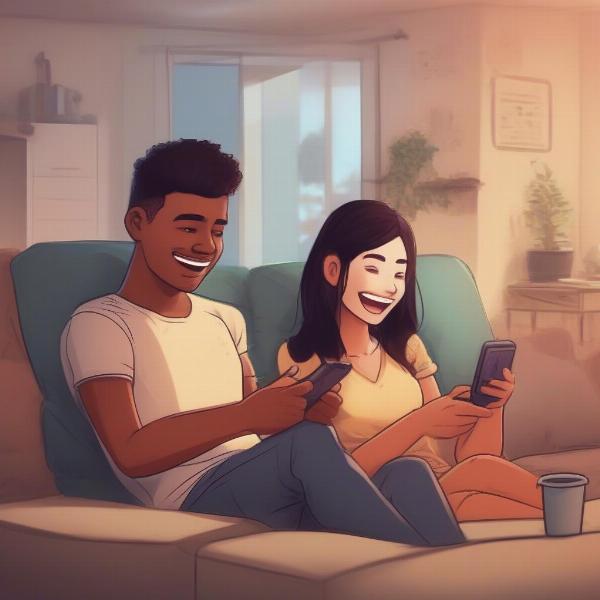 Couple playing Among Us online