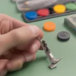 Close-up of tweezers gripping a game piece in Operation