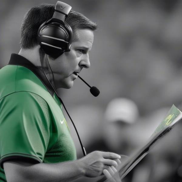 Oregon Ducks Football Coach on the Sideline During a Game