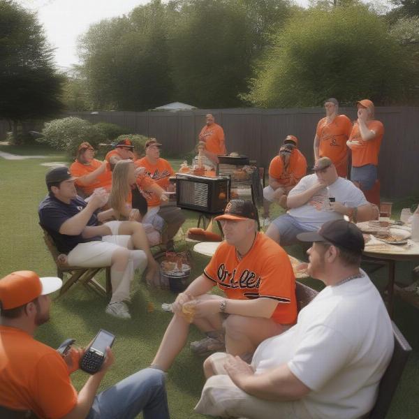 Orioles Fans Listening to the Game on the Radio