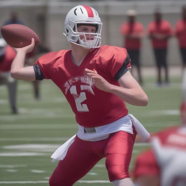OSU Spring Game Quarterback Throwing a Pass