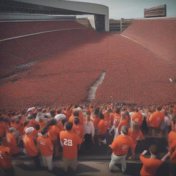 Large Crowds of People Walking Towards Ohio Stadium on Game Day