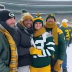 Fans braving the cold at a Packers game