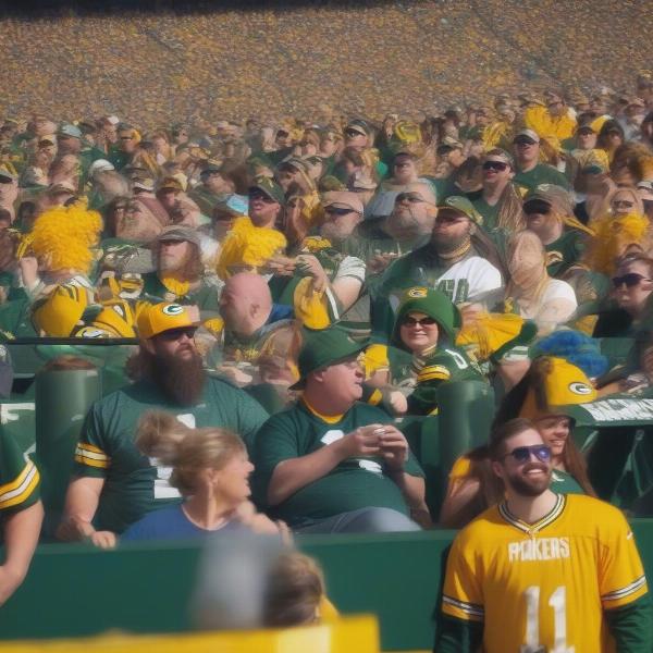Fans dressed for a summer Packers game