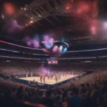 Performers on the court during a Pelicans halftime show