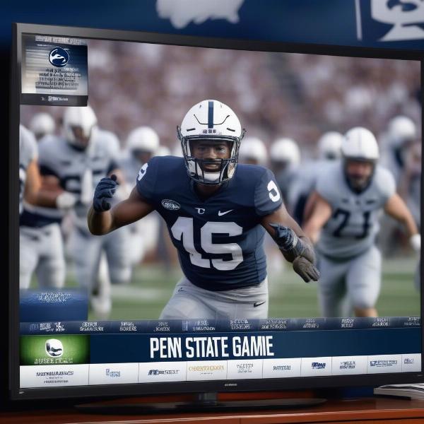 Penn State Football Game on TV Screen