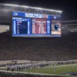 Penn State Football Game Final Score Displayed on a Scoreboard