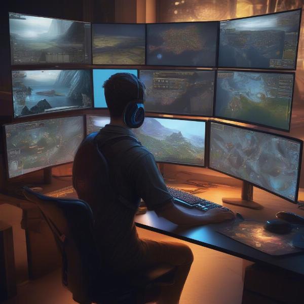 PC Game Testing on PlaytestCloud: A gamer testing a strategy game on their computer.
