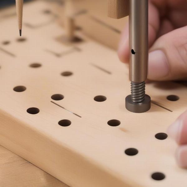 Drilling Pilot Holes and Placing Pegs on the Plinko Board