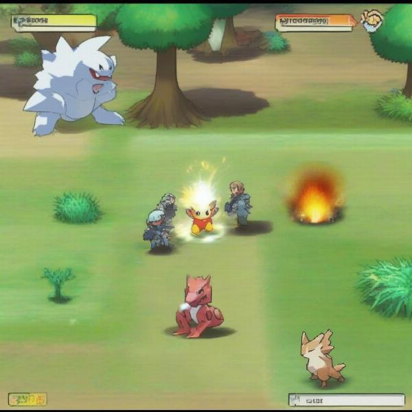 Pokemon Battle Showing Type Advantage in Pokemon White
