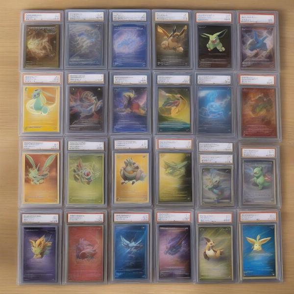 Image showcasing different methods of storing Pokemon TCG cards, such as card sleeves, binders, and display cases