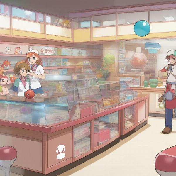 Healing Pokemon at a Pokemon Center in Moon