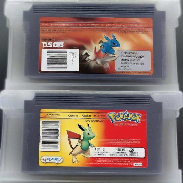 Comparing Authentic and Fake Pokemon DS Game Cartridges