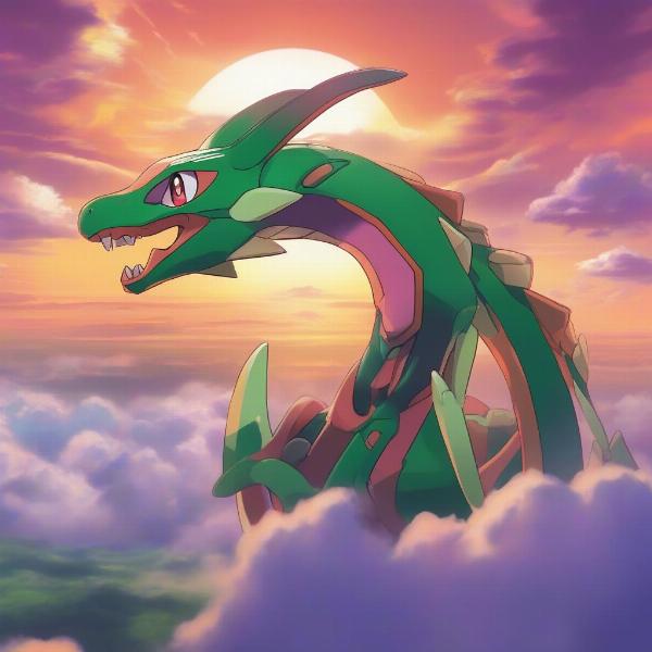 Legendary Pokemon Rayquaza Soaring in Pokemon ORAS