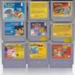 Pokemon Red, Blue, and Yellow Game Cartridges